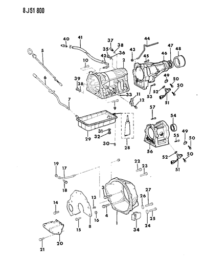 1990 Jeep Comanche Case, Extension & Miscellaneous Parts of Automatic Transmission Diagram