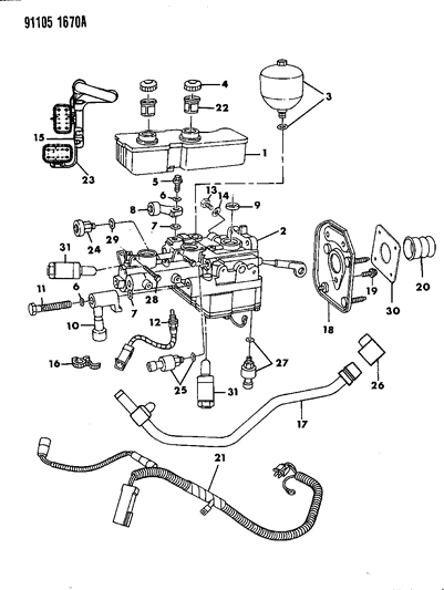 1991 Dodge Caravan Master Cylinder Diagram 2 - Thumbnail