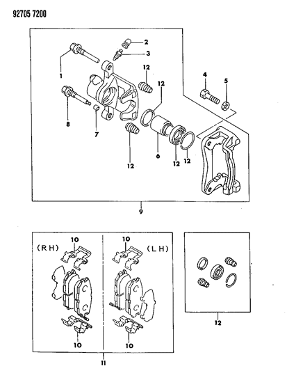 1993 Dodge Stealth Brake, Rear Diagram 2 - Thumbnail