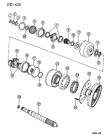 1996 Dodge Dakota Gear Train & Intermediate Shaft Diagram 1 - Thumbnail