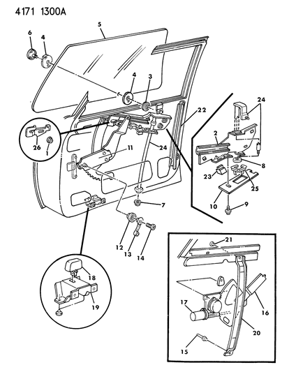 1984 Dodge Aries Door, Front Glass & Regulators Diagram 2 - Thumbnail