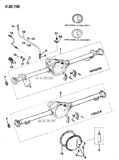 1986 Jeep Comanche Axle Housing, Rear Diagram 1 - Thumbnail