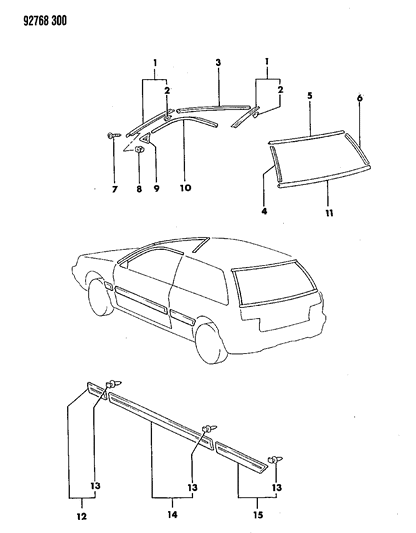 1992 Dodge Colt Mouldings Diagram 1 - Thumbnail