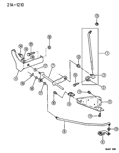 1995 Jeep Wrangler Controls , Shift , Lower Diagram 1 - Thumbnail