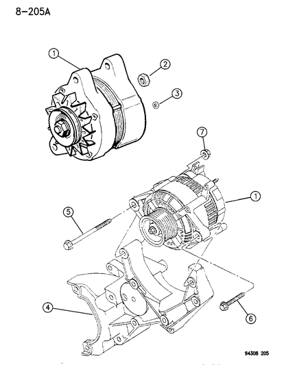 1995 Dodge Ram 1500 Alternator Diagram for 53008647