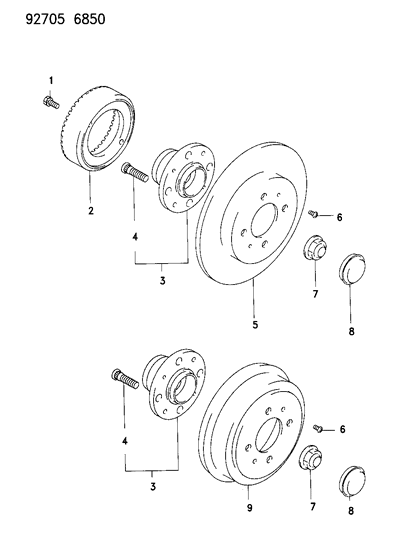 1994 Dodge Colt Hub, Disc & Drum Diagram