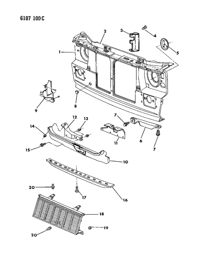1986 Dodge Omni Grille, Radiator Diagram for 4270605