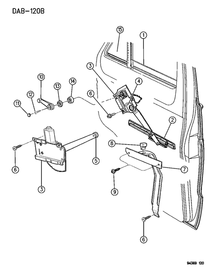 1994 Dodge Ram Van Window Regulator, Front Passenger Side Diagram for 55274564
