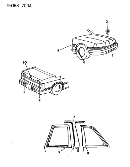 1993 Dodge Spirit Decal Diagram for AT34JA1