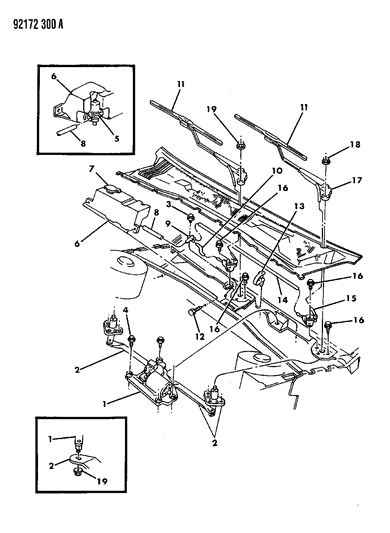 1992 Chrysler LeBaron Sedan Windshield Wiper & Washer System Diagram