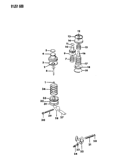 1992 Jeep Wrangler Seal Ring, Kickdown Servo Piston, Small, 1" O.D. Diagram for 3743033