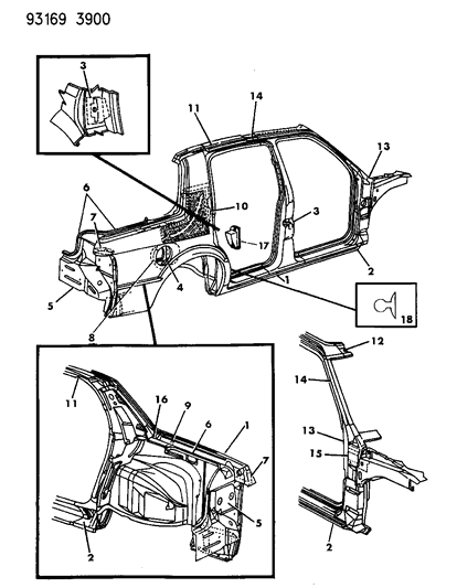 1993 Chrysler LeBaron Sedan Aperture Panel Diagram