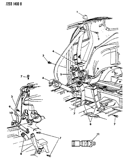 1987 Chrysler LeBaron Premium Belt - Front Seat Diagram 1 - Thumbnail