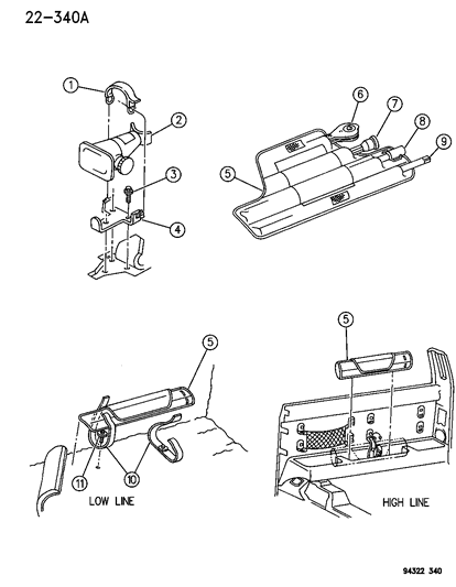 1994 Dodge Ram 2500 Strap, Jack Stowage Diagram for 52038253