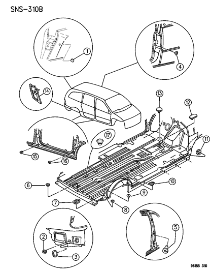 1996 Dodge Grand Caravan Plug, Seat Anchor Bracket Drain (Rubber) Diagram for 4716823