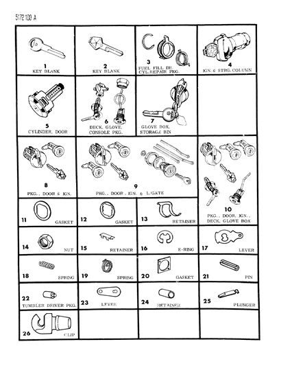 1985 Dodge Diplomat Cylinder & Keys Diagram for 4246926