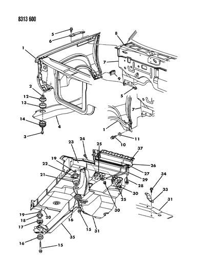 1989 Dodge Dakota Isolator Bolt, Lower Diagram for 6501557