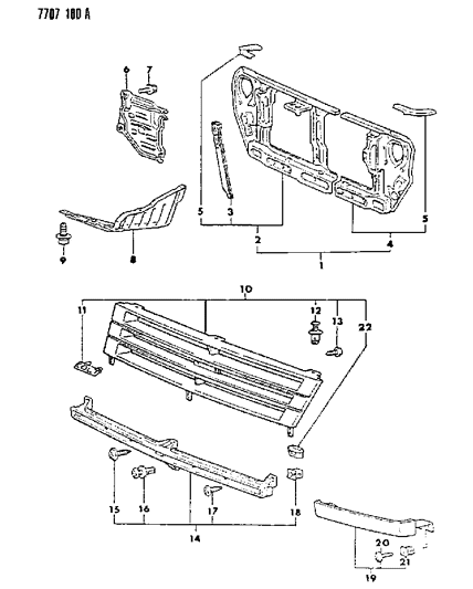 1987 Dodge Colt Grille Assembly, Black Diagram for MB527753