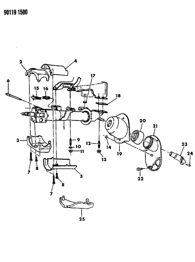 1990 Chrysler LeBaron GTC Column, Steering, Upper And Lower Diagram