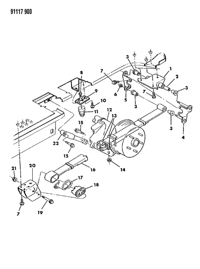 1991 Dodge Caravan Suspension - Rear Diagram 1 - Thumbnail