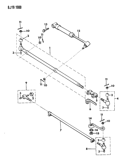 1990 Jeep Wrangler Outer Tie Rod Diagram for 52002540