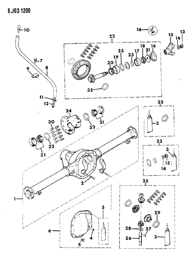 1988 Jeep J10 Housing & Differential, Rear Axle Diagram 2 - Thumbnail