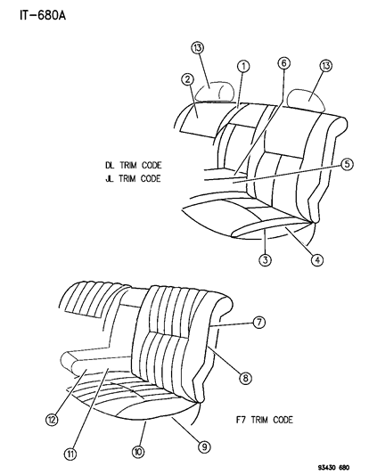 1995 Chrysler LHS Cushion, W/Spring/Frame, Pad And Cover, Leather Diagram for PX52SFF