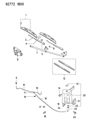 1993 Dodge Colt Blade Front Wiper Diagram for WBF00019AA