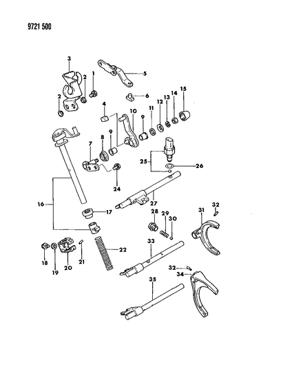 1989 Dodge Colt Control, Shift Diagram 1 - Thumbnail