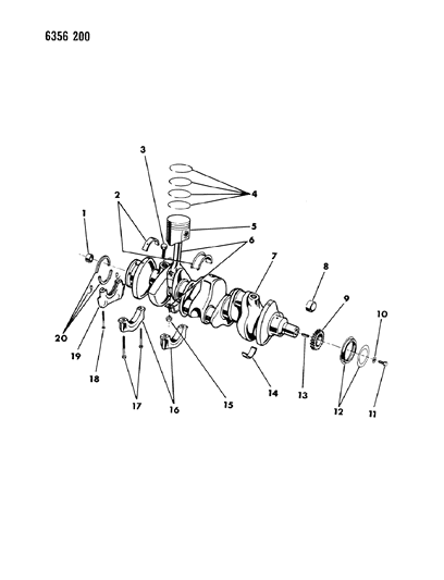 1987 Dodge W250 Key, Crankshaft Timing Chain Sprocket Diagram for 6029411