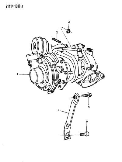 1991 Dodge Shadow Turbocharger Diagram for R4448992