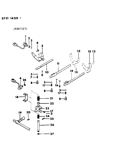 1986 Dodge Colt Control, Shift Diagram 1 - Thumbnail