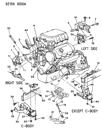 1993 Dodge Shadow Engine Mounting Diagram 3 - Thumbnail