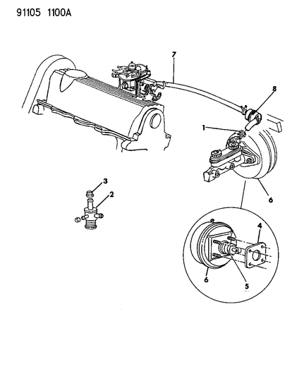 1991 Chrysler LeBaron GTC Booster, Power Brake Diagram