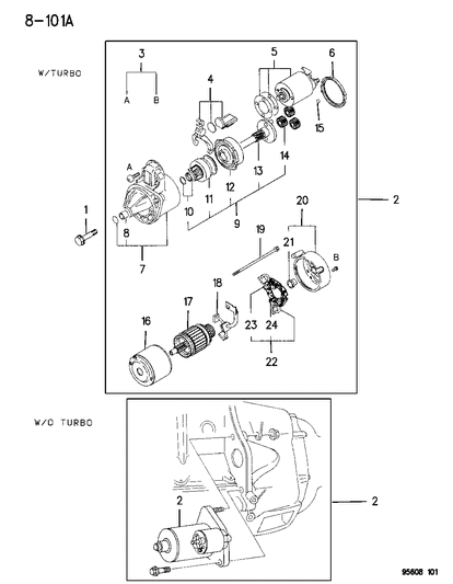 1996 Chrysler Sebring Starter, H, L Series, Manual And Auto. Transmission Diagram for 4609150