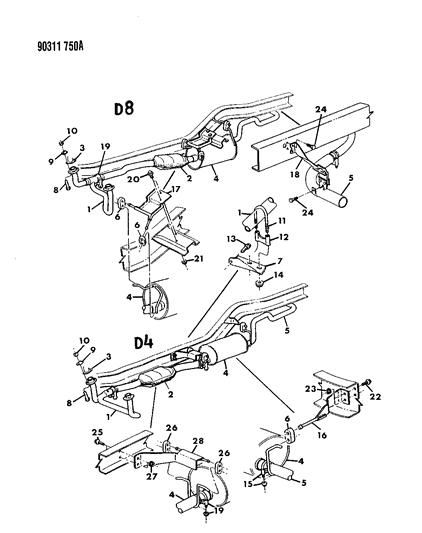 1993 Dodge D350 Exhaust System Diagram 2 - Thumbnail