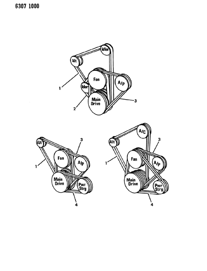1987 Dodge W350 Power Steering Belt Diagram for B0013454