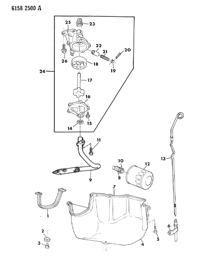 1986 Chrysler LeBaron Base Engine Oiling Diagram 2 - Thumbnail