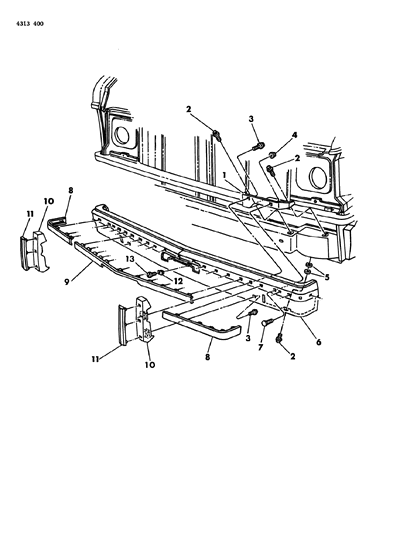 1984 Dodge Ram Wagon Bumper Front Diagram 2 - Thumbnail