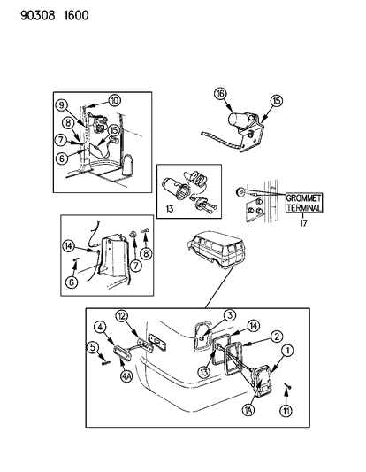 1990 Dodge Ram Wagon Lens & Housing Diagram for 4399678