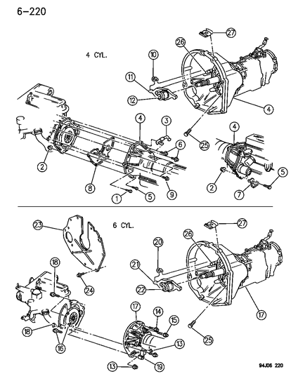 1994 Jeep Cherokee Spring, Release Fork Pivot Retaining, W/3.9L-5.9L Engine Diagram for 4338855
