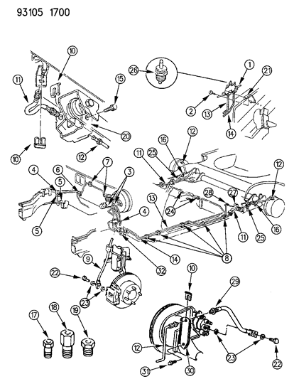 1993 Chrysler LeBaron GTC Lines & Hoses, Brake Diagram 2 - Thumbnail