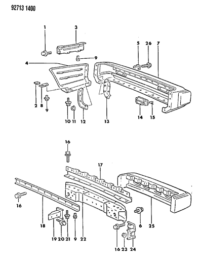 1994 Dodge Colt Bumper, Rear Diagram 2 - Thumbnail