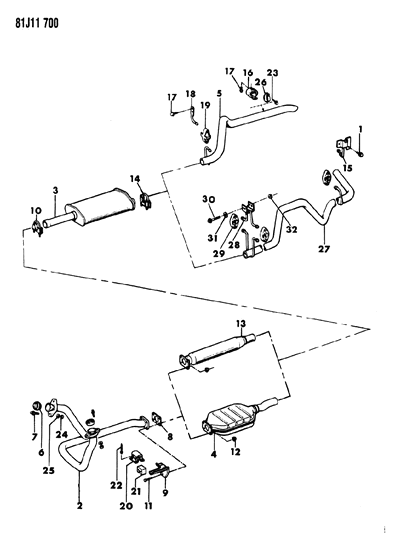 1984 Jeep Wagoneer Exhaust System Diagram 2 - Thumbnail