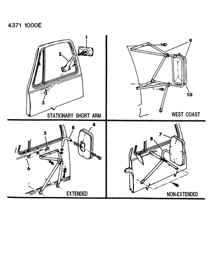 1984 Dodge D150 Mirror Diagram for 4216040