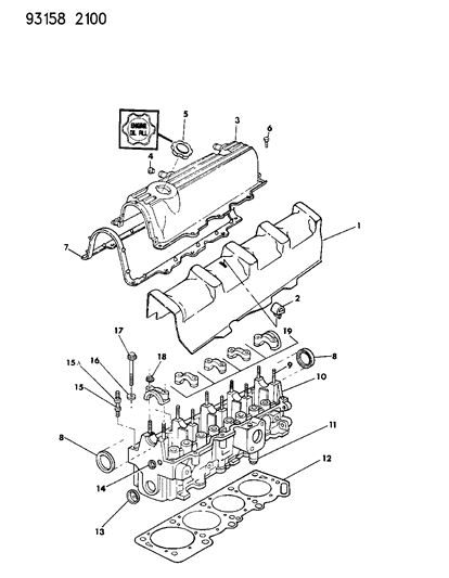 1993 Chrysler LeBaron GTC Cylinder Head Diagram 1 - Thumbnail