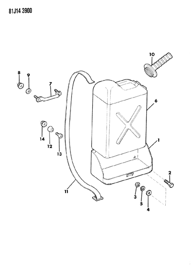 1984 Jeep Wrangler Bumper, Left Hand Drive Less Blackout Lights Diagram for J0968734