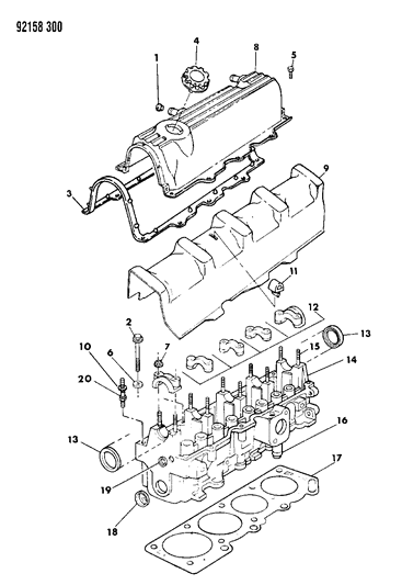 1992 Dodge Shadow Head, Cylinder - Standard Camshaft Journals See Note 2 Diagram for R5504082