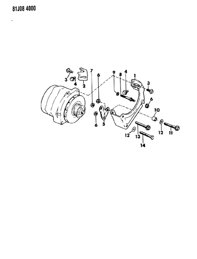 1986 Jeep Wrangler Alternator & Mounting Diagram 3 - Thumbnail