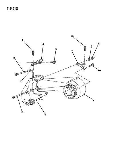 1989 Chrysler TC Maserati A/C Compressor Mounting Diagram 1 - Thumbnail